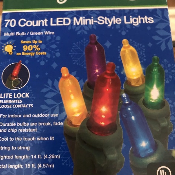 Lot of 2 Merry Brite 70 Ct Holiday LED Multicolor String Lights Green Wire - Picture 6 of 8